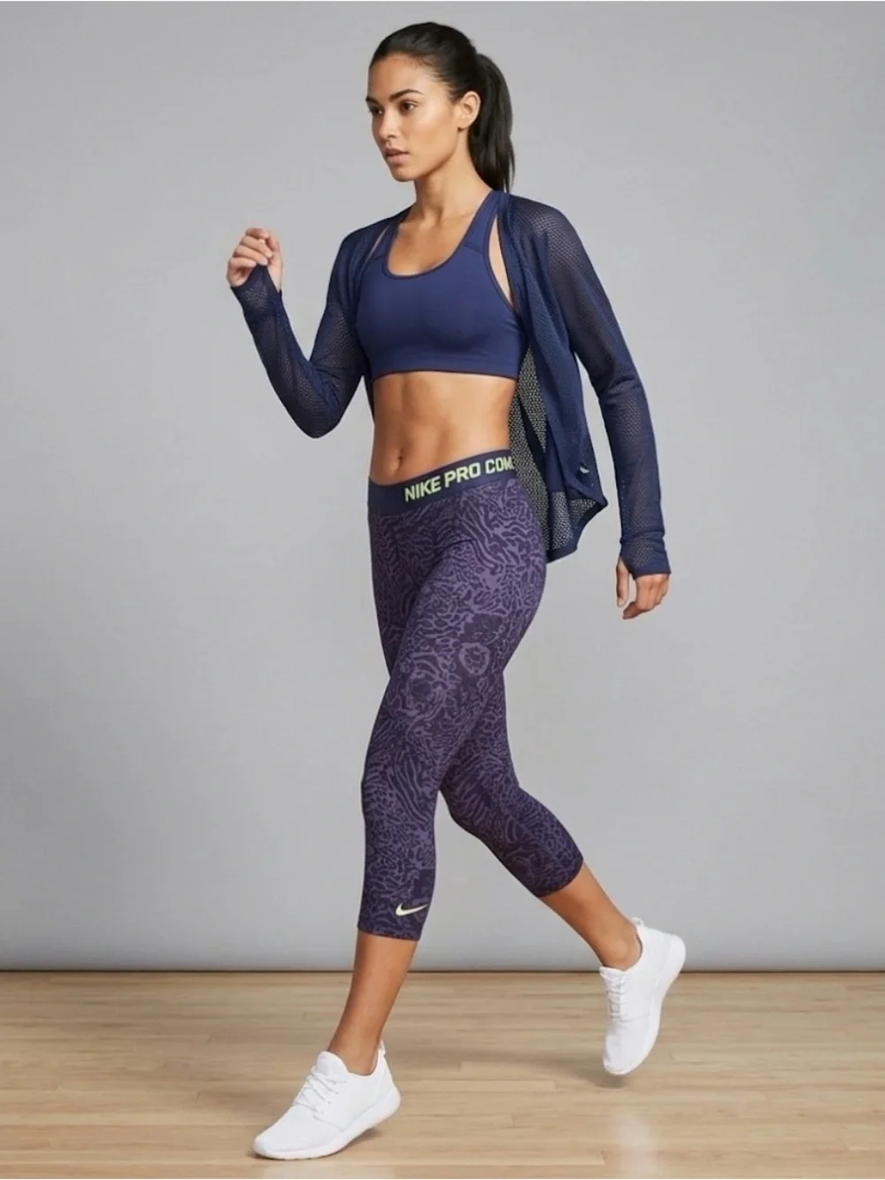 Nike Pro Combat grey animal print capri compression tights. No size. EST M/L